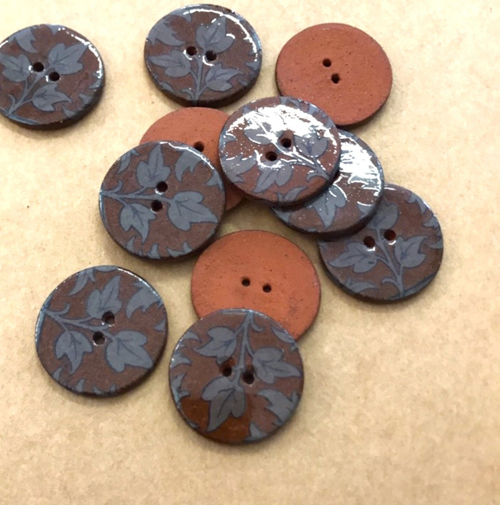 Unbranded Buttons Ceramic Button - 22mm - Leafy Rust