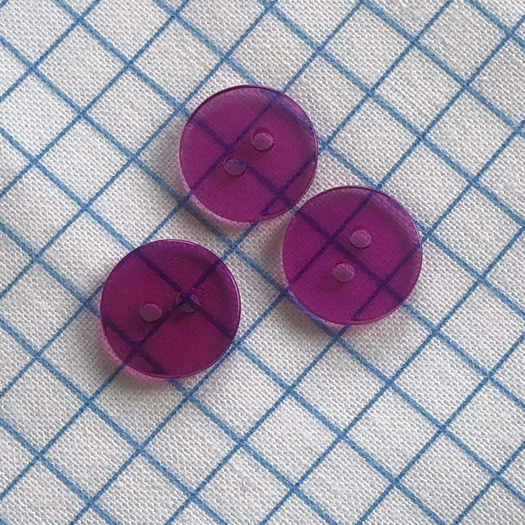 Unbranded Buttons Clear Jelly Buttons - 12mm - Fuchsia