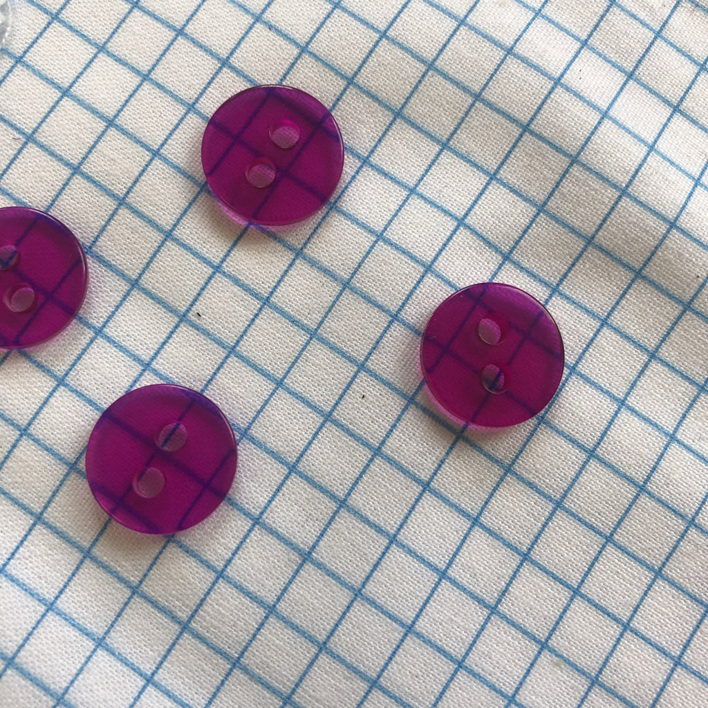 Unbranded Buttons Clear Jelly Buttons - 15mm - Fuchsia