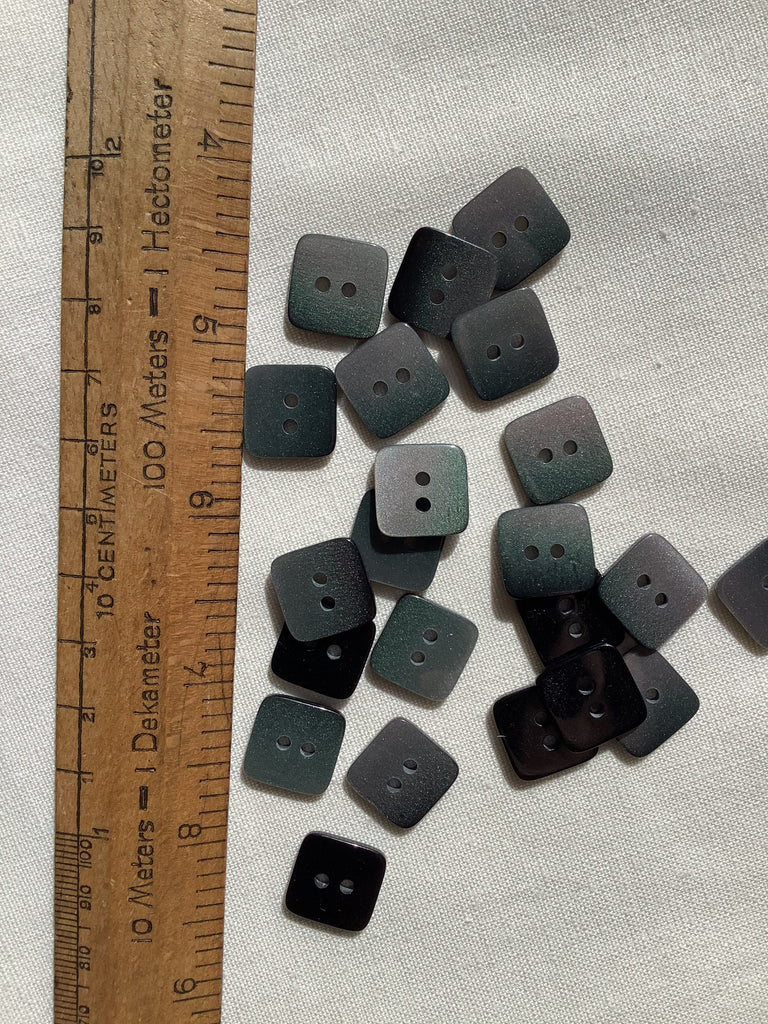 Unbranded Buttons Dark Iridescent Square Button - 14mm