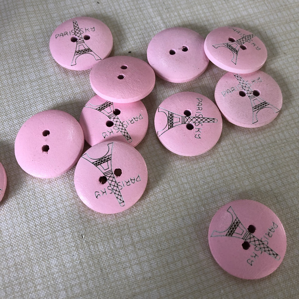 Unbranded Buttons Eiffel Tower Button - Pale Pink - 20mm