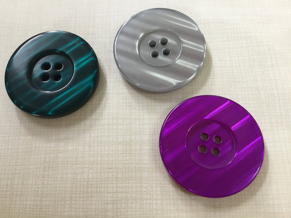 Unbranded Buttons Giant Iridescent Button - 50mm - Purple, Yellow, Teal, Pink, or Silver