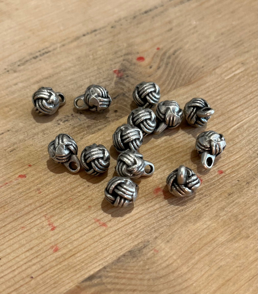 Unbranded Buttons Knotted Ball Shank Button - Antique Silver - 10mm