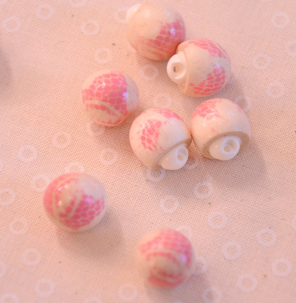 Unbranded Buttons Lace Effect Spherical Shank - Pink - 11mm