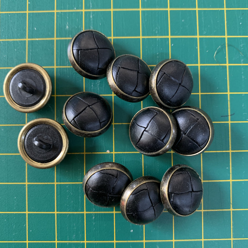 Unbranded Buttons Leather Brass Ring Football Button - 18mm - Dark Brown