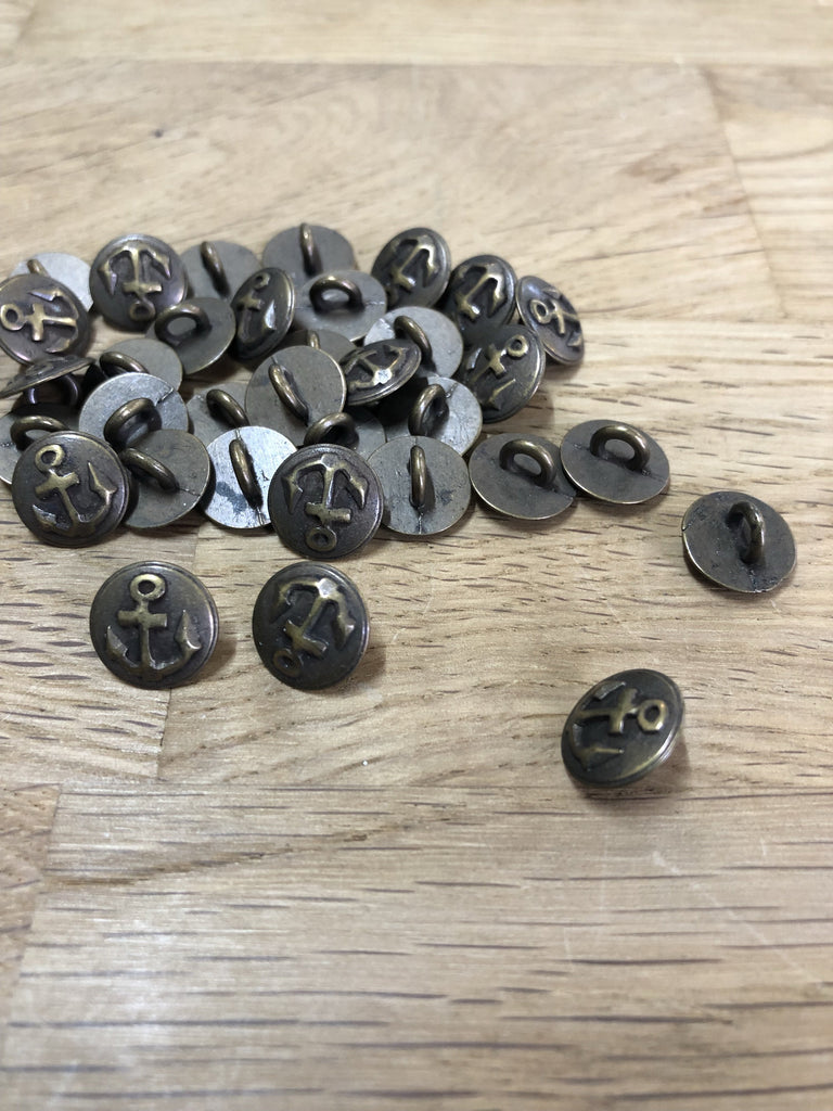 Unbranded Buttons Little Anchor Shank Button - Brass - 11mm