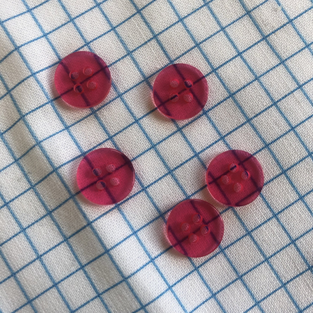 Unbranded Buttons Mini 4 Hole Jelly Buttons - 11mm - Hot Pink