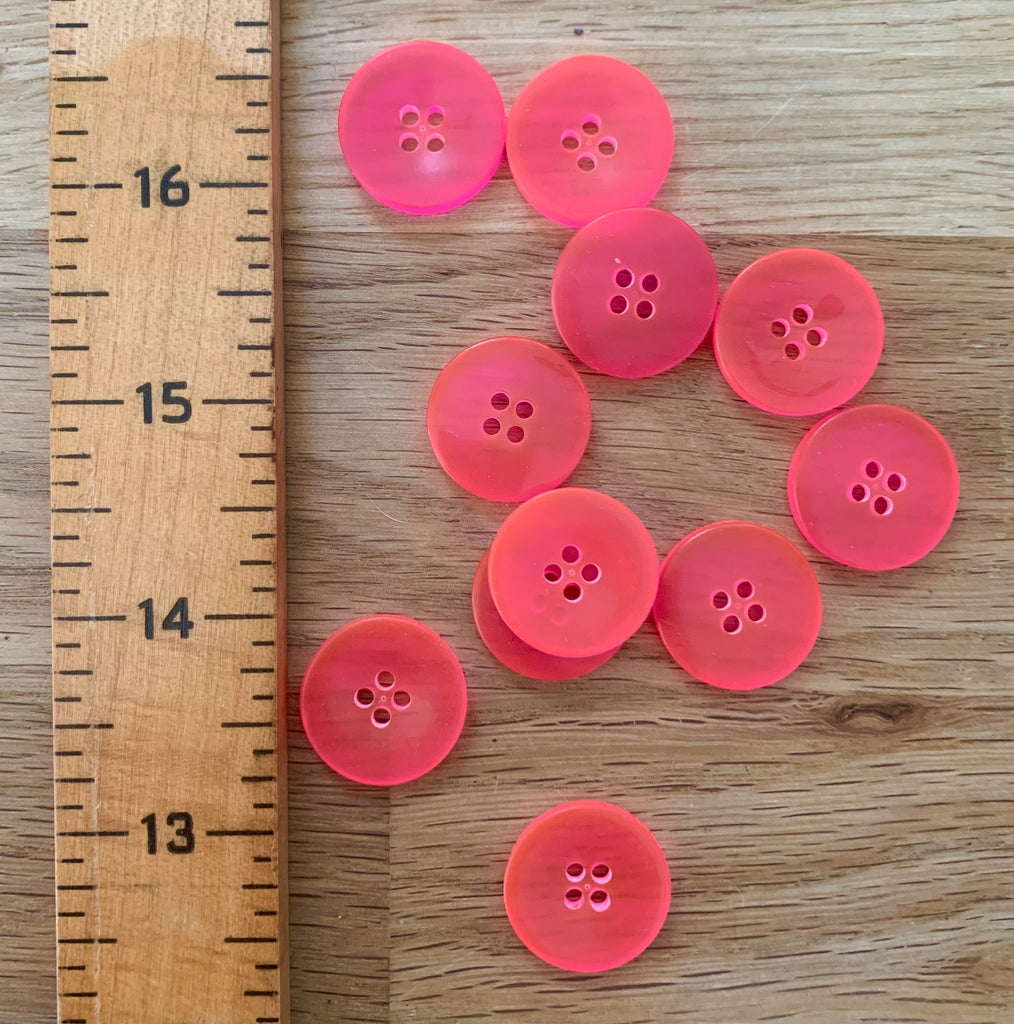 Unbranded Buttons Neon Pink - 20mm - 4 Hole Button