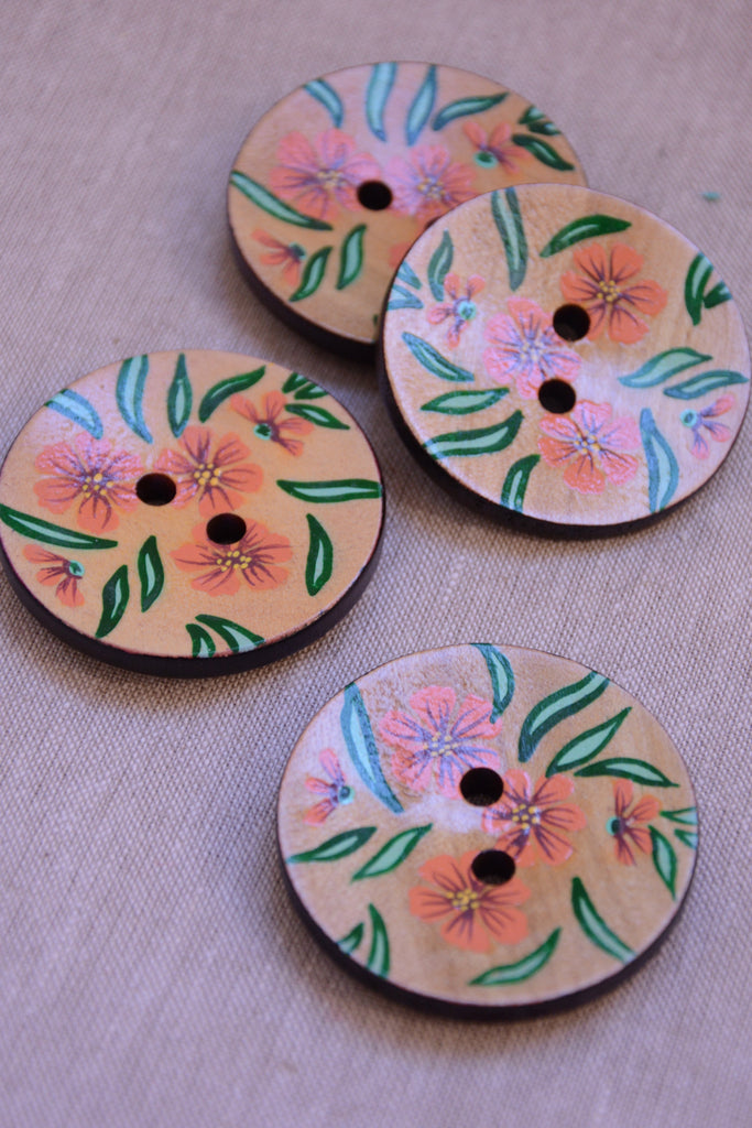 Unbranded Buttons Painted Wooden Button - 48mm