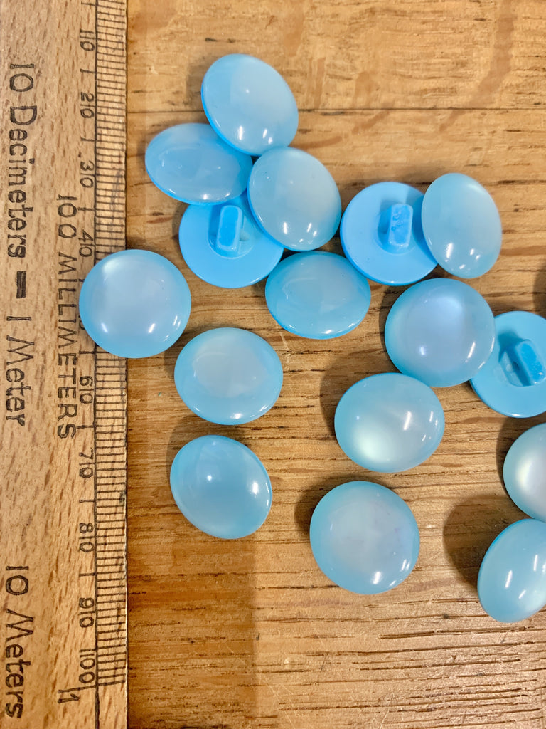 Unbranded Buttons Pearly Brights Shank Button - 15mm - Aqua Blue