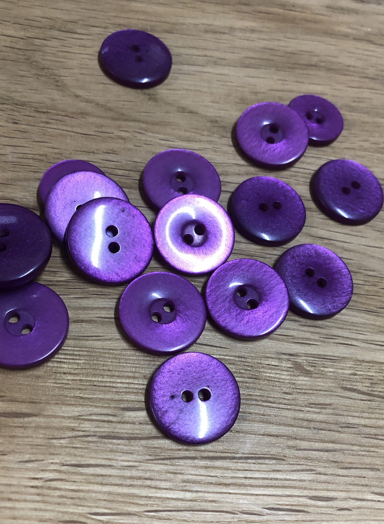 Unbranded Buttons Purple Shiny 2 hole Button - 15mm