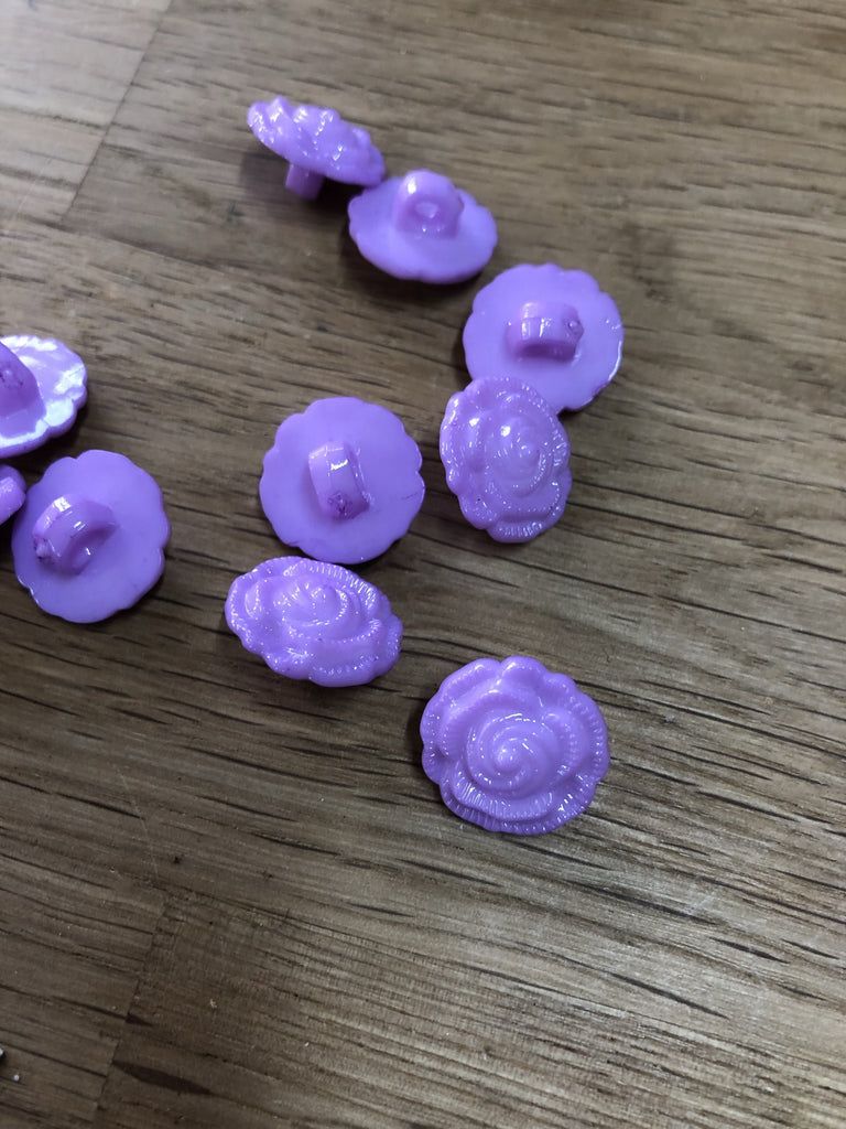 Unbranded Buttons Rose Shaped Shank Button - 15mm - Mauve