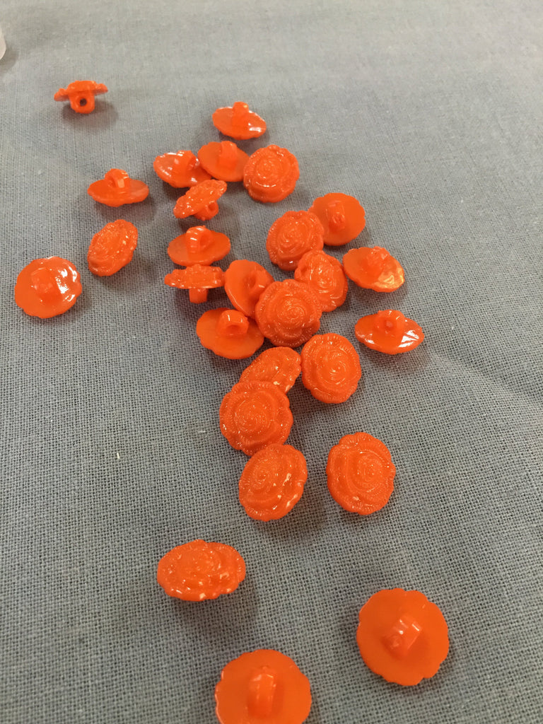 Unbranded Buttons Rose Shaped Shank Button - 15mm - Orange