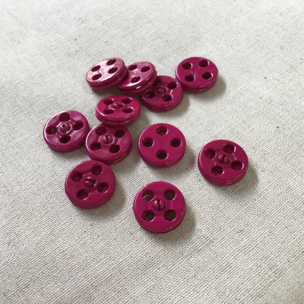 Unbranded Buttons Sew in Poppers - Medium 15mm - Deep Fuchsia