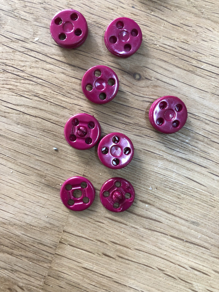 Unbranded Buttons Sew in Poppers - Small 13mm - Deep Fuchsia