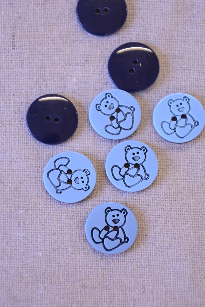 Unbranded Buttons Teddybear Outline Button - 15mm - Blue
