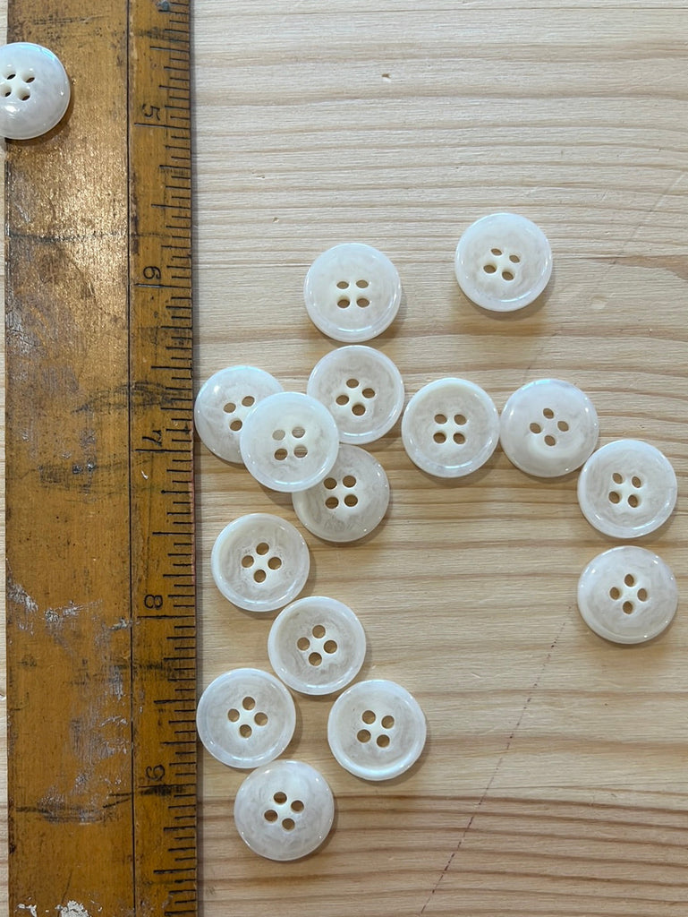 Unbranded Buttons White Horn Natural 4 Hole Button - 15mm