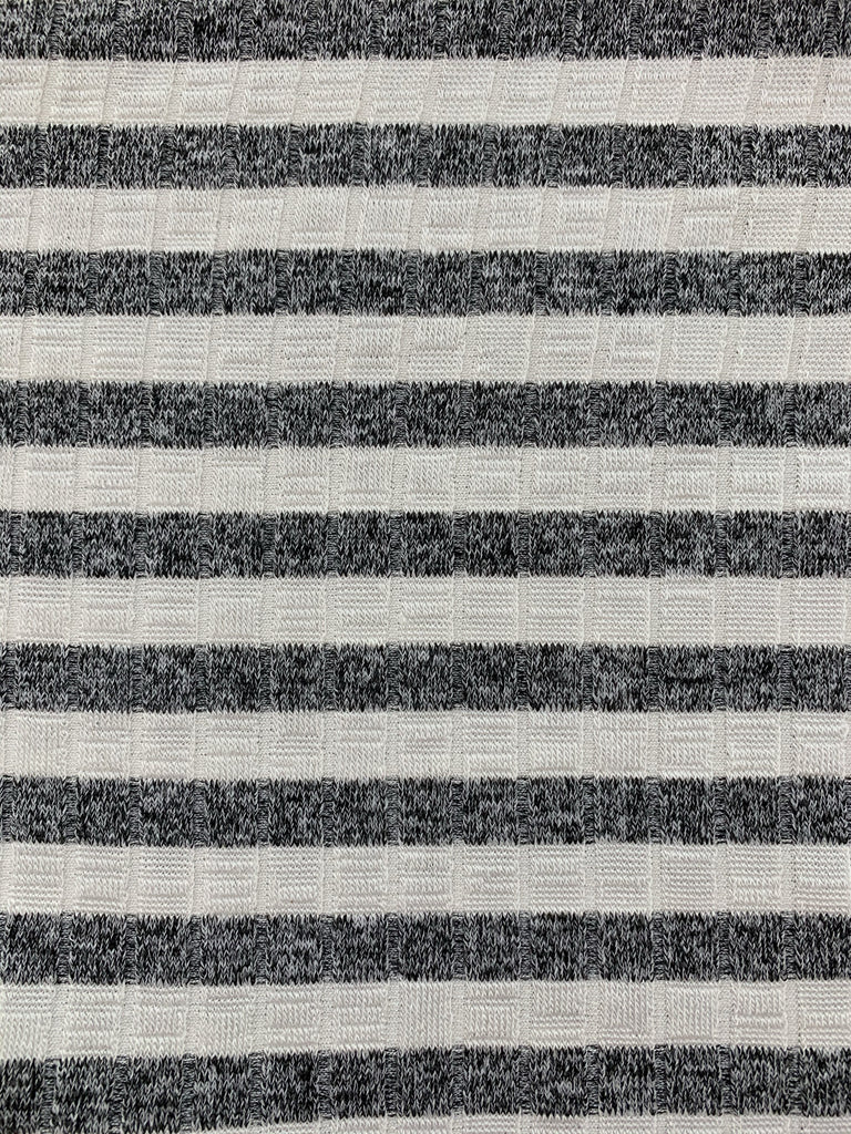Unbranded Fabric Black Stripe Ribbed Knit Viscose Jersey