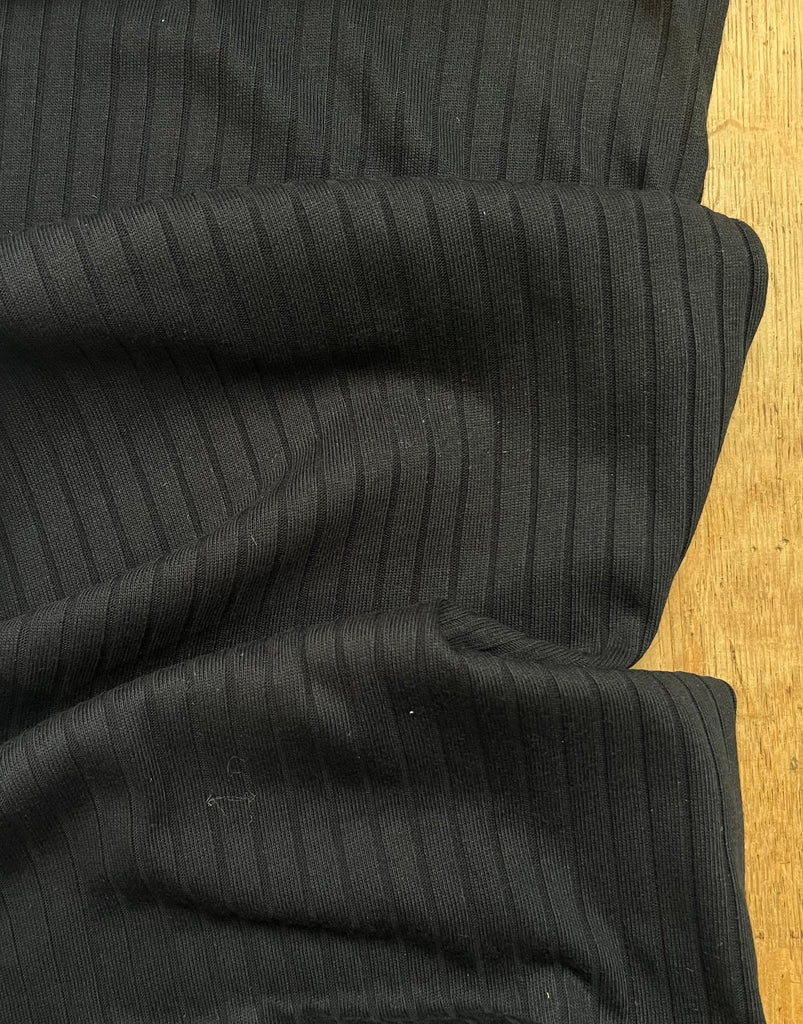 Unbranded Fabric Black Wide Rib Knit - Cotton Knitted Fabric