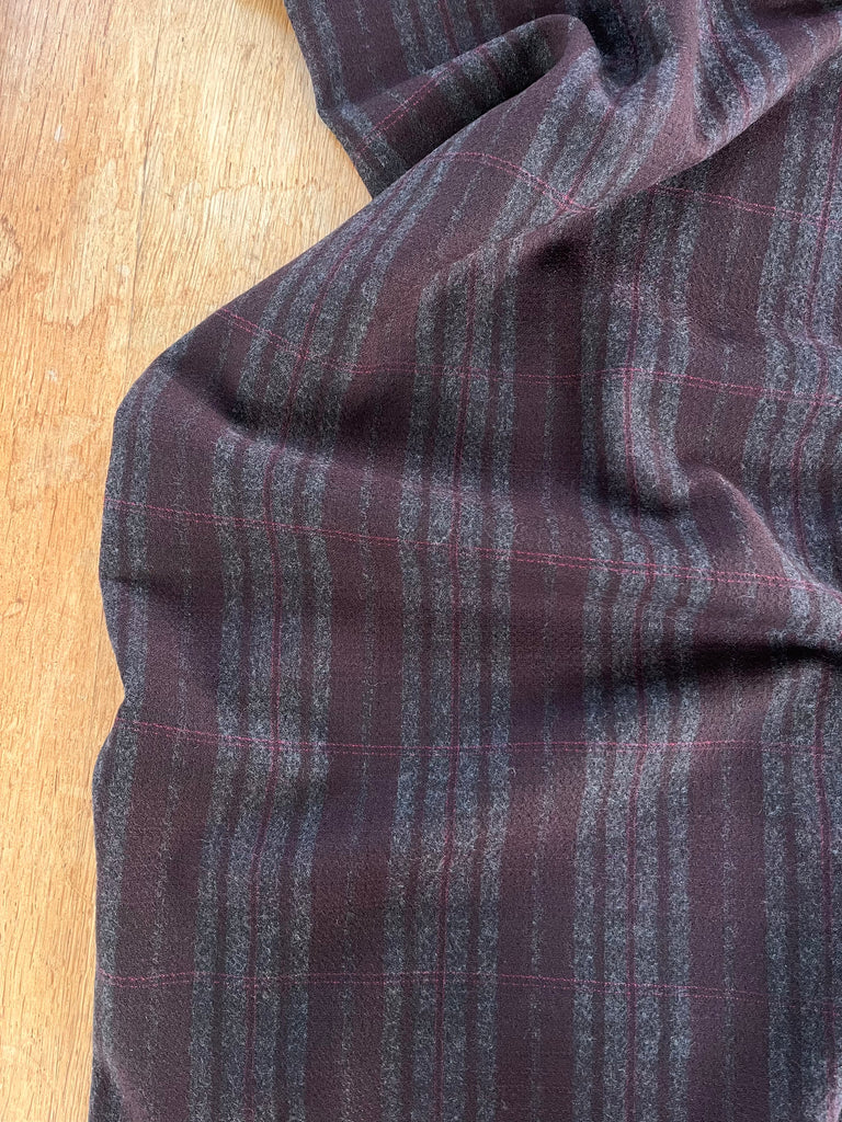 Unbranded Fabric Burgundy Plaid Wool Deadstock