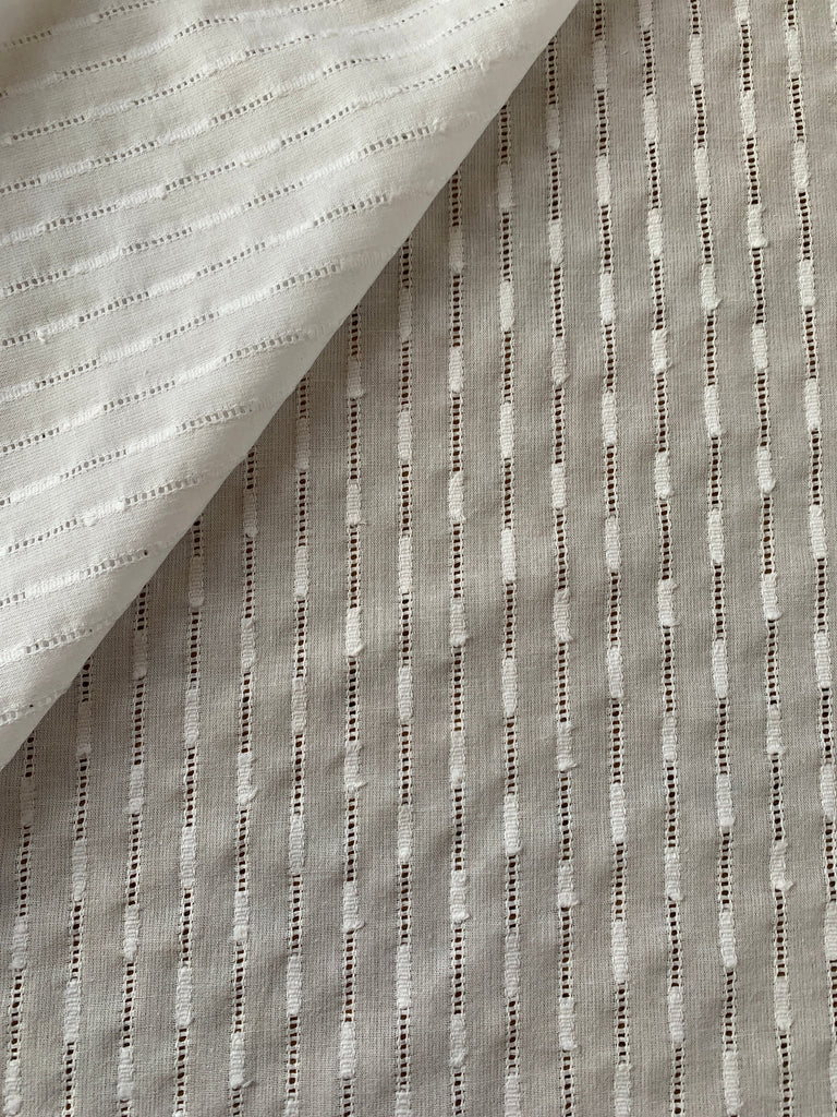Unbranded Fabric Cotton Dobby Stripe in White