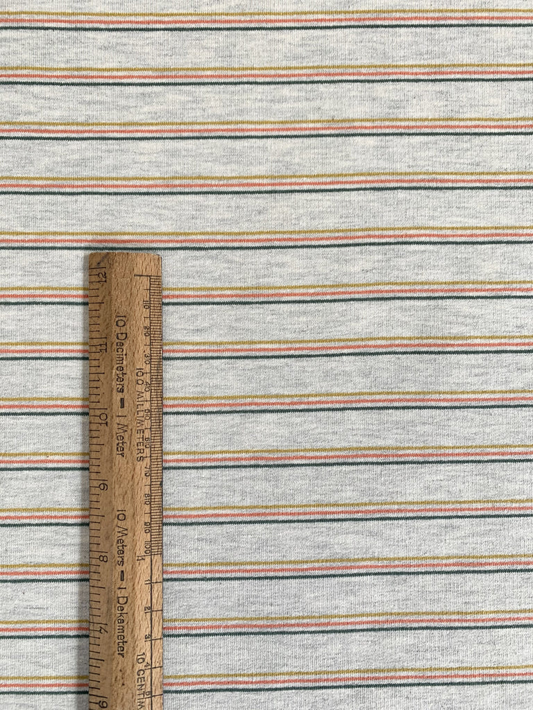 Unbranded Fabric Ecru Retro Stripe - French Terry Jersey