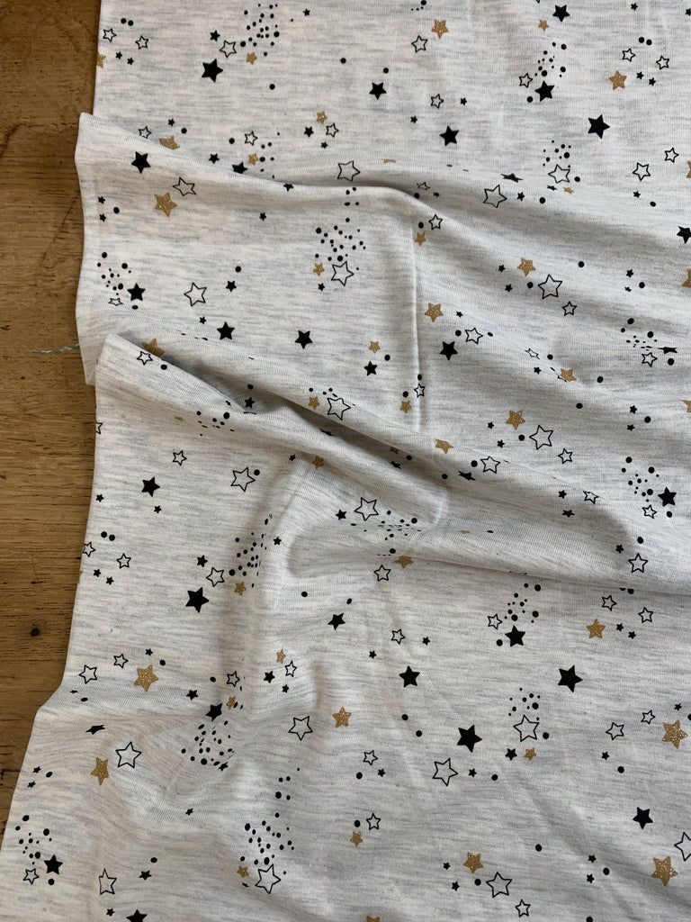 Unbranded Fabric Glitter Stars on Ecru Jersey