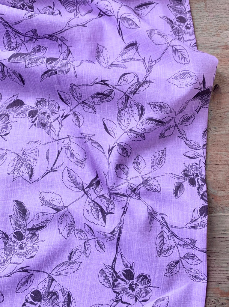 Unbranded Fabric Lavender Line Floral - Viscose Cotton Blend