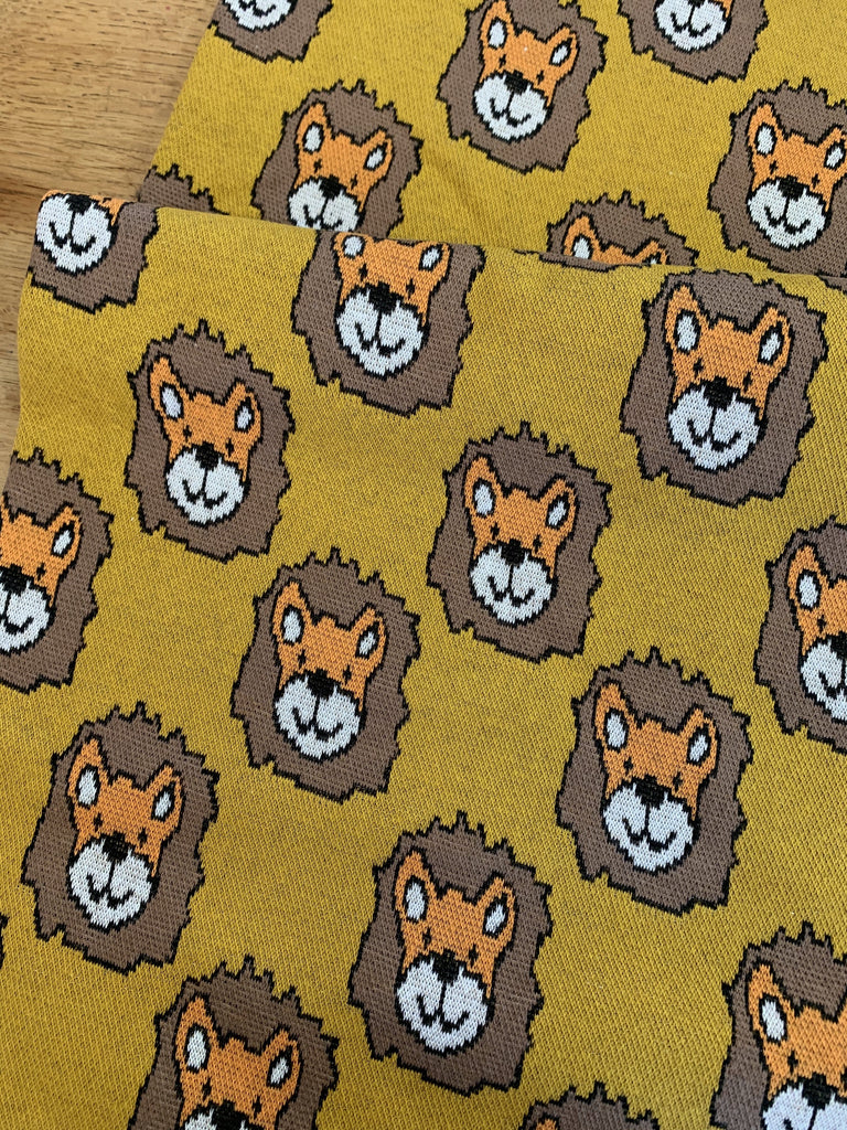 Unbranded Fabric Lions in Mustard - Jersey Jacquard
