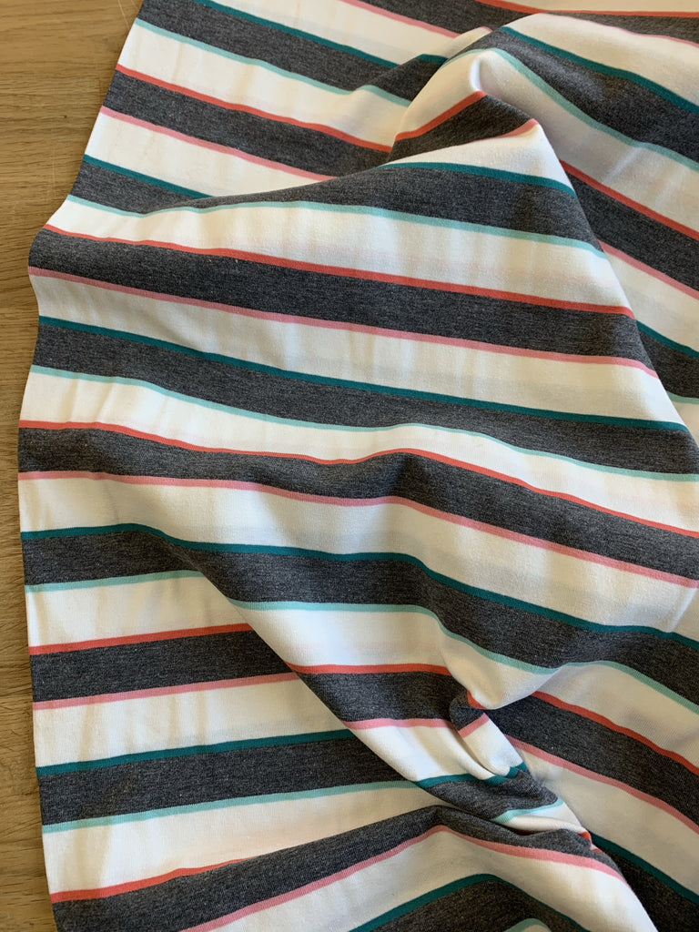 Unbranded Fabric Multi Stripe Charcoal Jersey