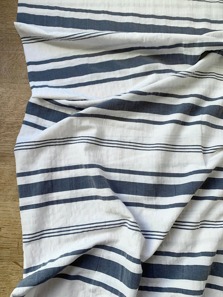 Unbranded Fabric Pucker Yarn Dyed Stripe - Indigo