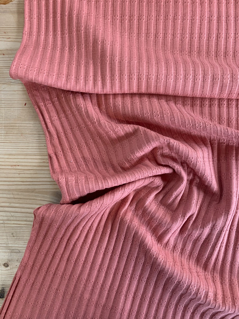Unbranded Fabric Ribbed Pointelle Jersey - Rose