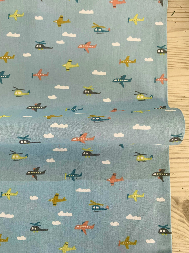 Unbranded Fabric Small Planes and Helicopters - Cotton Poplin