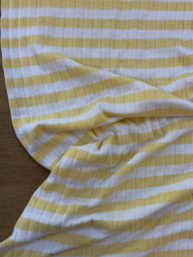 Unbranded Fabric Yellow Stripe Ribbed Knit Viscose Jersey