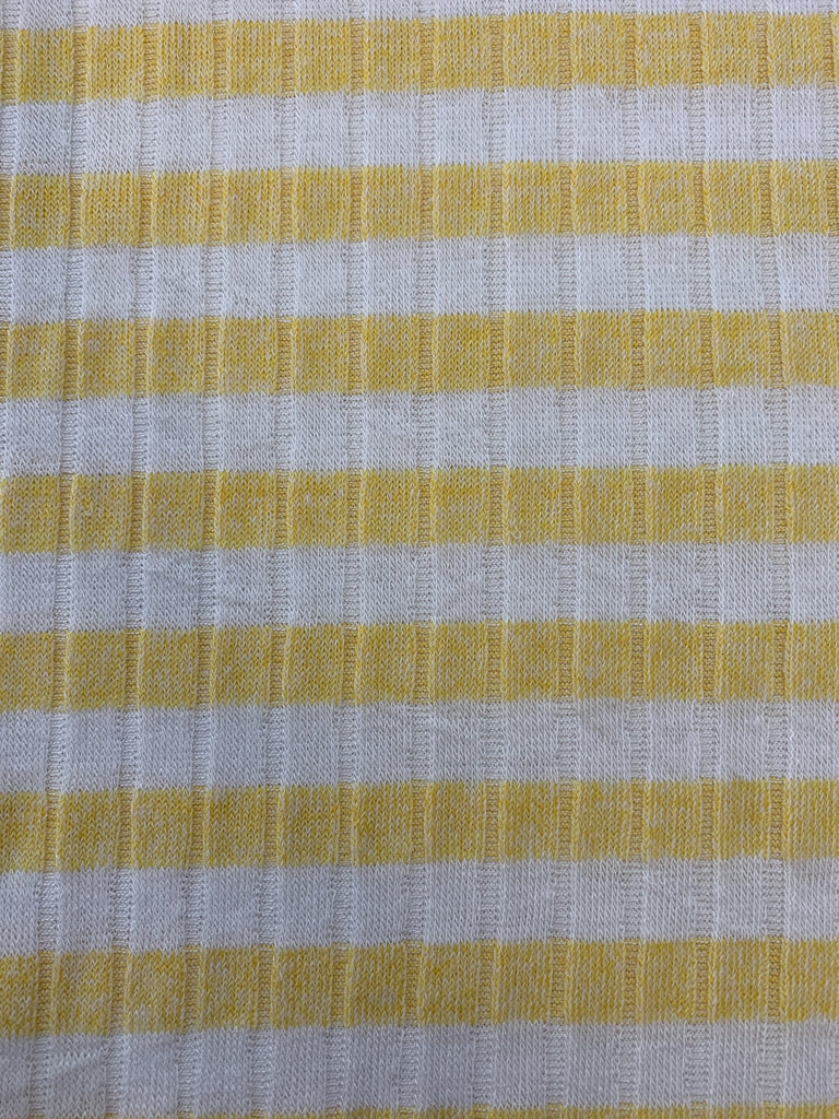 Unbranded Fabric Yellow Stripe Ribbed Knit Viscose Jersey