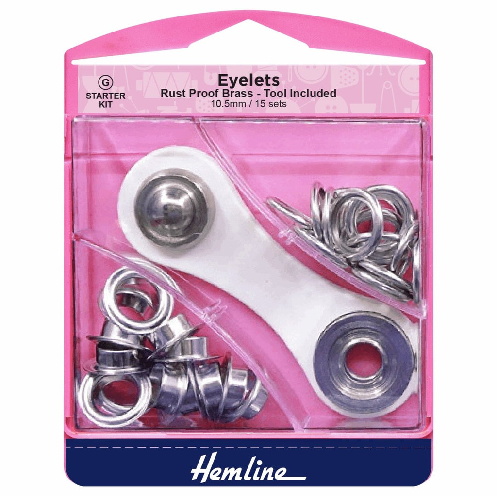 Unbranded Metal Hardware Eyelets & Eyelet Tool - Shiny Silver - Various Sizes