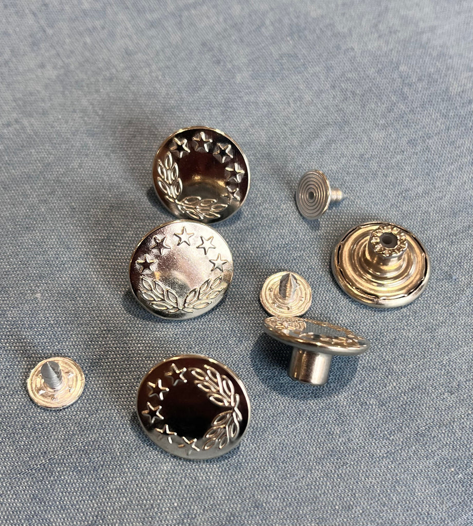 1 Dozen Gunmetal or Ant Silver Jeans Buttons, Cap and Tack. Style Jeans B.3  - Etsy