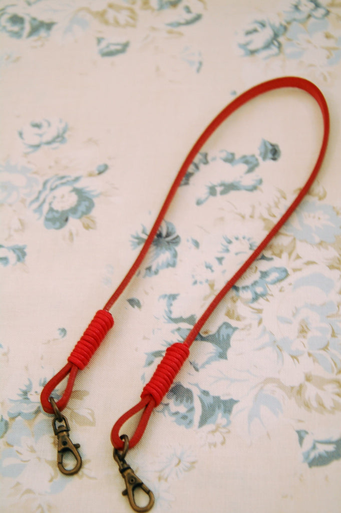 Unbranded Metal Hardware Leather Like Purse Handles - Red