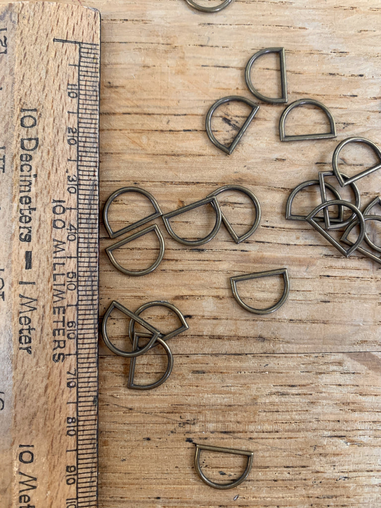 Unbranded Metal Hardware Mini D-Rings - Antique Brass - 10mm