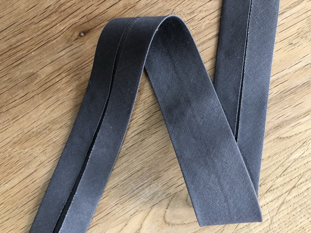 Unbranded Ribbon and Trims Bias Binding Solid Grey - 25mm