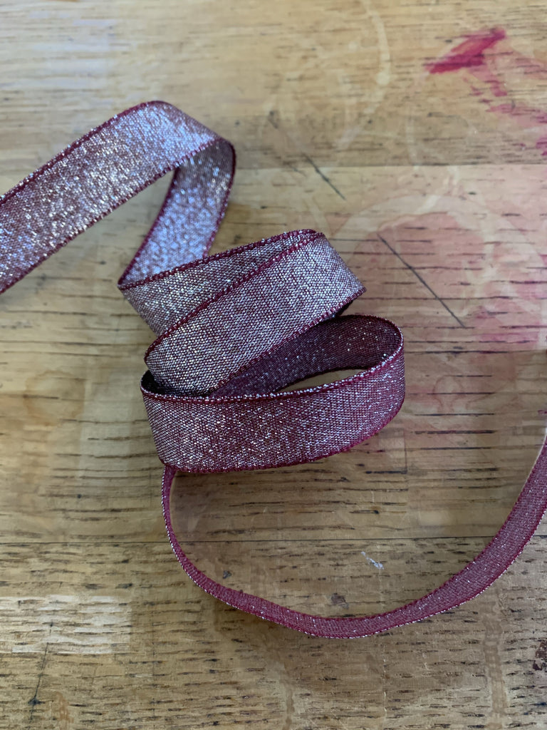 Unbranded Ribbon and Trims Burgundy Glitter - 15mm ribbon