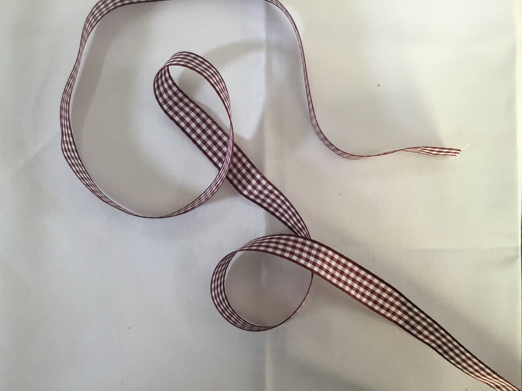 Unbranded Ribbon and Trims Gingham Ribbon Colour: Burgundy / Size: 15mm