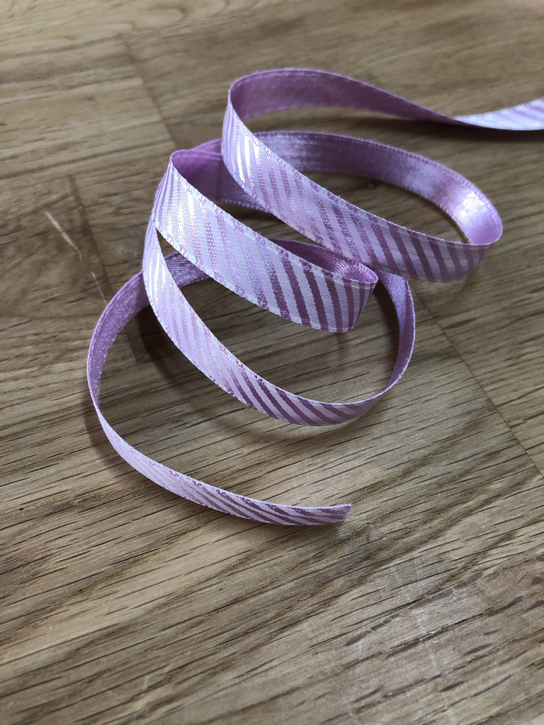 Unbranded Ribbon and Trims Satin diagonal stripe ribbon - 10mm - lilac
