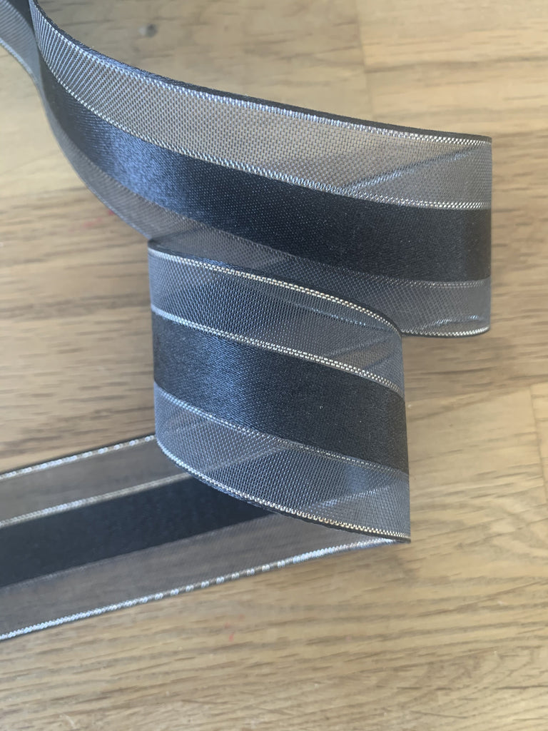 Unbranded Ribbon and Trims Satin organza ribbon - Silver Black - 35mm