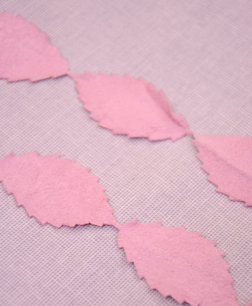 Unbranded Ribbon and Trims Suede Effect Leaf Ribbon - 30mm - Pink