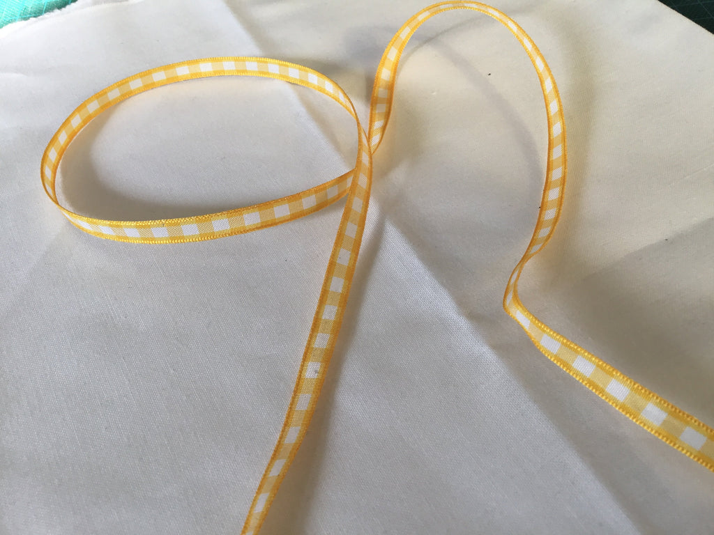 Unbranded Ribbon and Trims Yellow Gingham Ribbon - 7mm