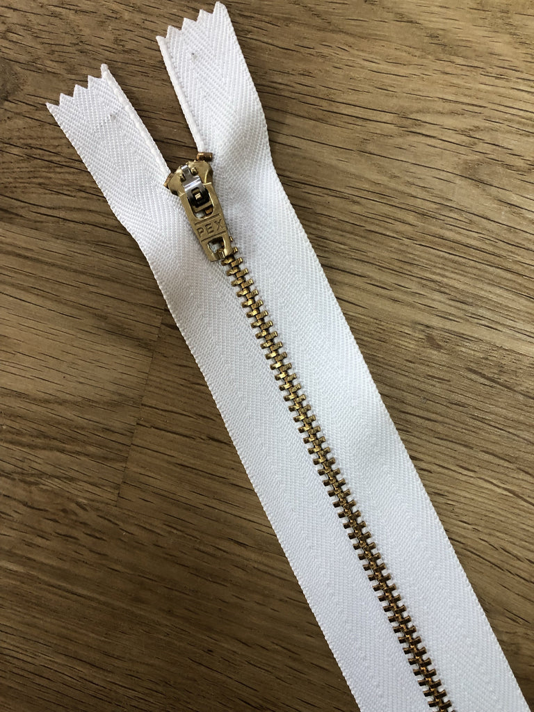 Unbranded Zippers Ivory - Gold Metal Teeth Zipper - 15cm