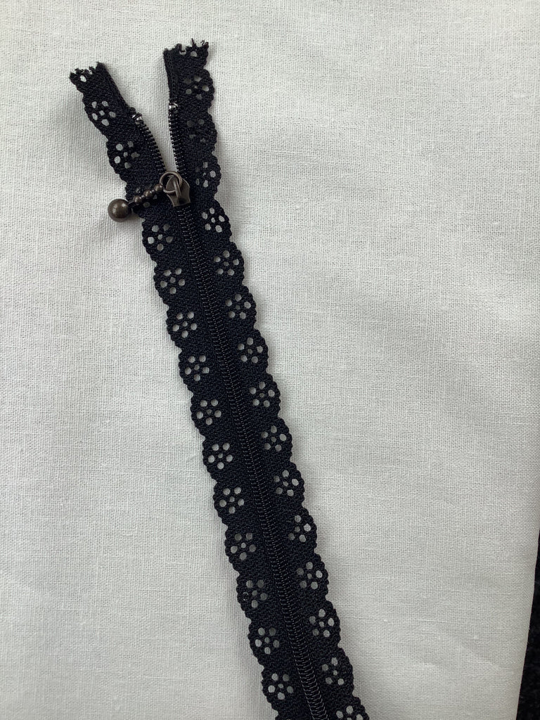 Unbranded Zippers Lace Edge Zip - Black - 20cm