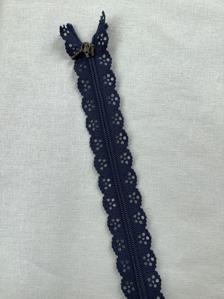 Unbranded Zippers Lace Edge Zip - Navy - 20cm