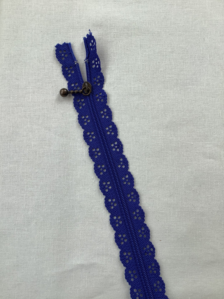 Unbranded Zippers Lace Edge Zip - Royal Blue - 20cm